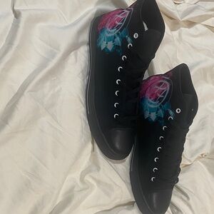 Vibrant Black and Multicolor High-Top Sneakers